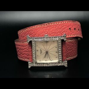 Hermes diamond watch Unisex large size!
